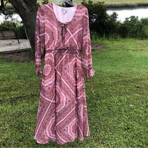 BELLE SKY Maternity Dress - pink/mauve paisley pattern